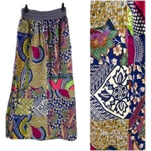 Anthropologie Edme & Esyllte Boho Floral Batik Print Maxi Skirt Size 4 Ethnic
